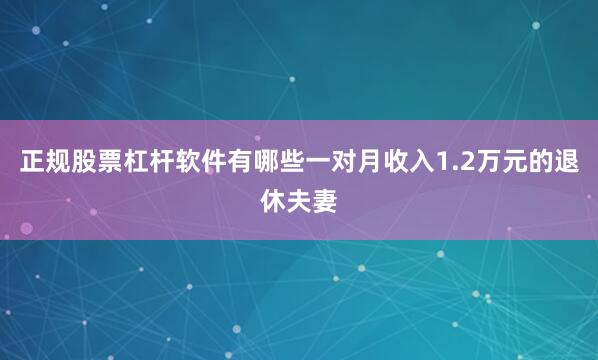正规股票杠杆软件有哪些一对月收入1.2万元的退休夫妻